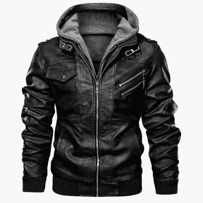 🔥 LAST DAY PROMOTION - 50%OFF 🧥 Men's Zipper PU Leather Hooded Jacket