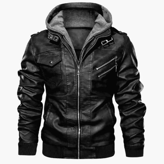 🔥 LAST DAY PROMOTION - 50%OFF 🧥 Men's Zipper PU Leather Hooded Jacket