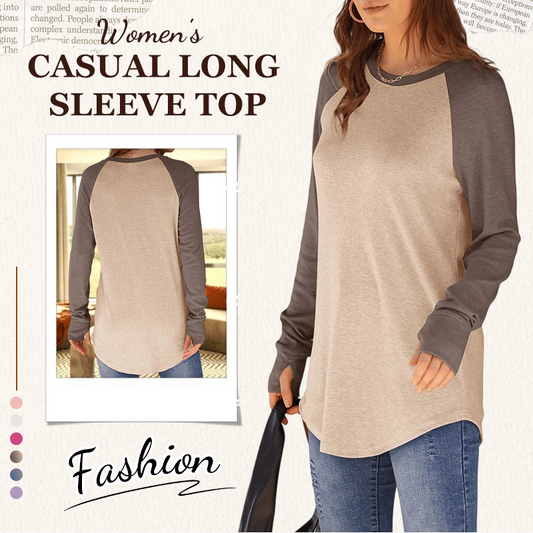 Women's Casual Long Sleeve Round Neck Top