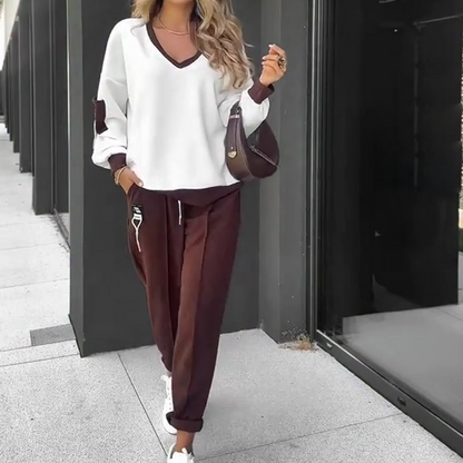 💖LAST DAY PROMOTION - 50%OFF 💖  Color-Block Pullover Hoodie & Jogger Pants Set