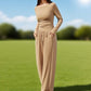 Asymmetrical Long-Sleeve T-Shirt & Wide-Leg Pants Set