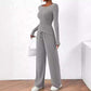 Asymmetrical Long-Sleeve T-Shirt & Wide-Leg Pants Set