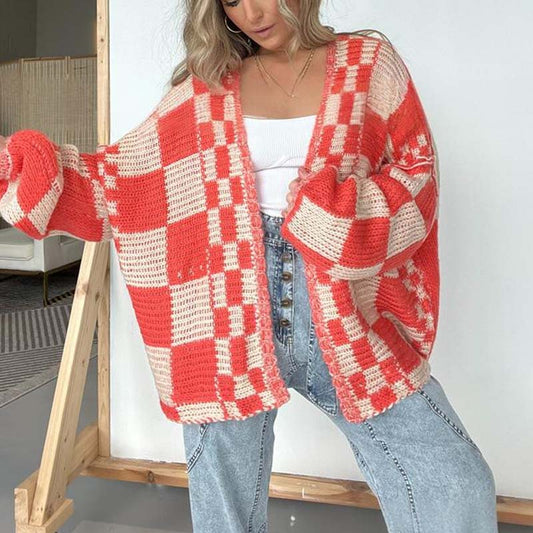 ❄️LAST DAY PROMOTION - 50%OFF 💖 Women's Checkered Open Front Cardigan