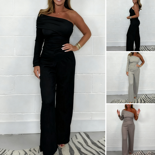 ❄️LAST DAY PROMOTION - 50%OFF 💖 Women’s Stylish Top & Wide Leg Pants 2-Piece Set