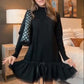 💖LAST DAY PROMOTION - 50%OFF 💖 Women's Turtleneck Ribbed Knit Sweater Tulle Mini Dress