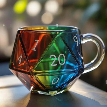🔥LAST DAY SALE 50% OFF🔥 Rainbow Glass D20 Dice Mug with Handle