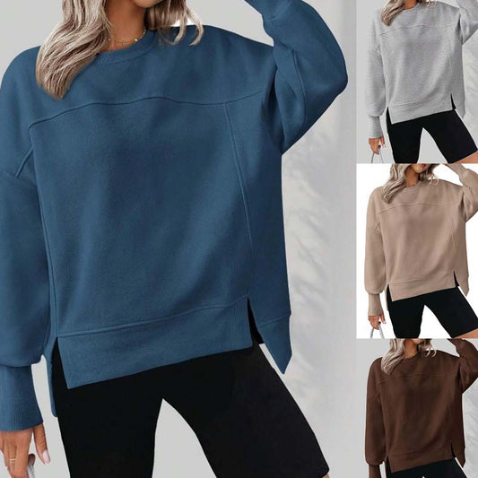 💖LAST DAY PROMOTION - 50%OFF 💖 Versatile Women's Round-Neck Sweatshirt: Loose Fit & Side Slits