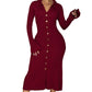 💖LAST DAY PROMOTION - 50%OFF 💖 Women's V-Neck Button Down Long Sleeve Fall Dress