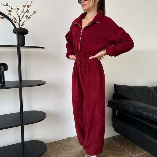 💖LAST DAY PROMOTION - 50%OFF 💖 Cozy Warm Zip Front Jumpsuit