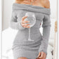 💖LAST DAY PROMOTION - 50%OFF 💖 Women's Knitted Off-Shoulder Bodycon Sweater Mini Dress
