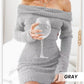 💖LAST DAY PROMOTION - 50%OFF 💖 Women's Knitted Off-Shoulder Bodycon Sweater Mini Dress