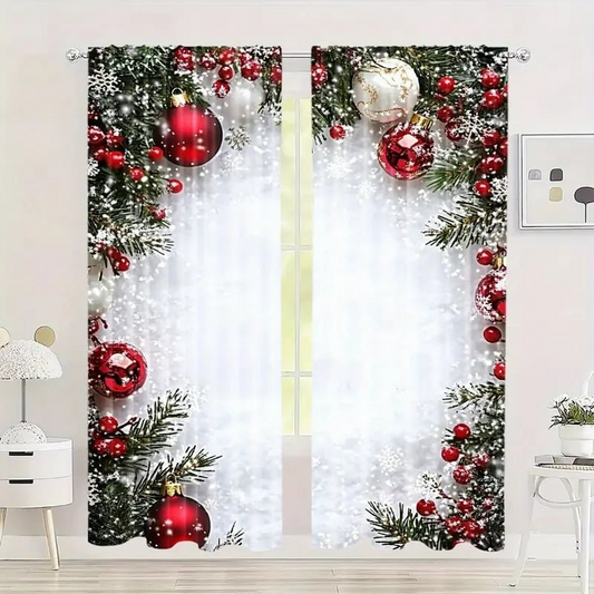 🔥 Free Shipping LAST DAY PROMOTION - 50%OFF 🔥 Christmas Window Curtains 2-Piece Set for Home Decor