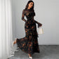 💖Free Shipping LAST DAY PROMOTION - 50%OFF 💖 Floral Print Sheer Mesh Ruffle Hem Maxi Dress