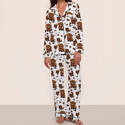 💗LAST DAY PROMOTION - 50%OFF💗Women's Cartoon Print Comfortable Pajama Set: Long Sleeve Top & Pants