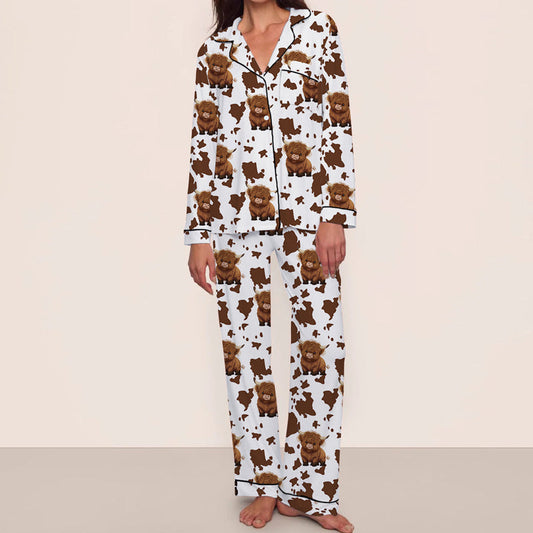 💗LAST DAY PROMOTION - 50%OFF💗Women's Cartoon Print Comfortable Pajama Set: Long Sleeve Top & Pants